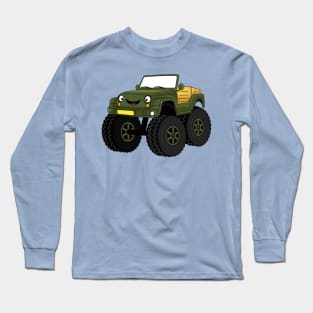 Green monster truck cartoon illustration Long Sleeve T-Shirt